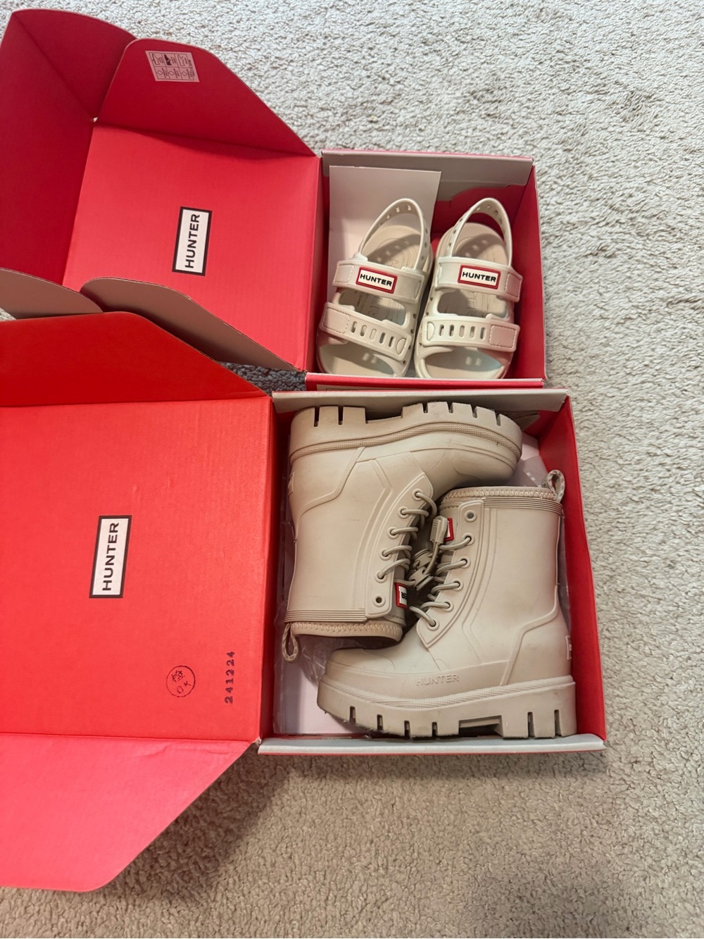 Hunter Beige Chunky Lace-Up Boots with Matching Sandals